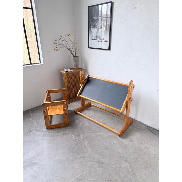 Bauhaus Pine Childrens Desk and Chair, 1960s, Set of 2 For Sale - Image 4 of 18