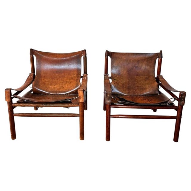 Vintage Buffalo Leather Safari Armchair in Oak Frame, 1970s, Set of 2 For Sale - Image 9 of 9