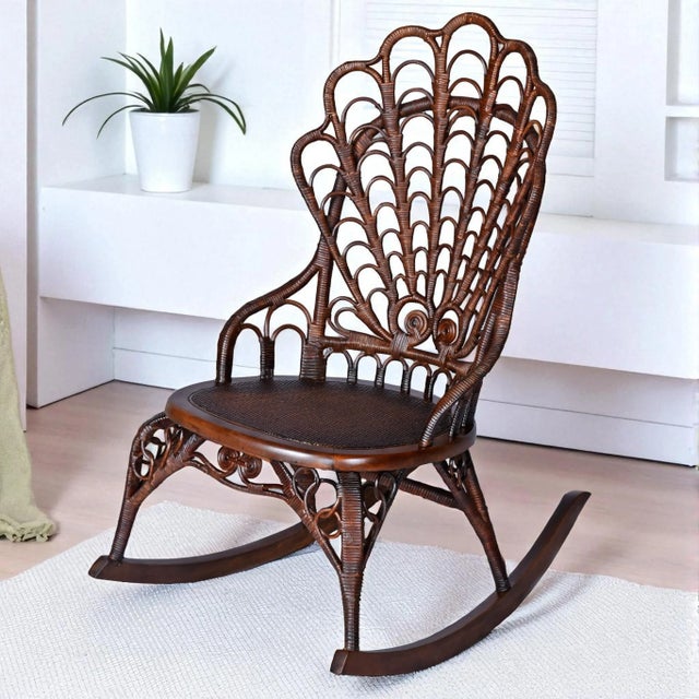 Victorian 1800's Victorian Wicker Rocking Chair by Heywood-Wakefield or j.c. Berrien For Sale - Image 3 of 13