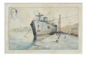 Giovanni Gallo Torre Anunziata, Italy Impressionist Watercolor Seascape 1946