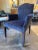 This is the Trevor armchair by Century Furniture. The upholstery on the chair is a navy blue velvet. The seat back...