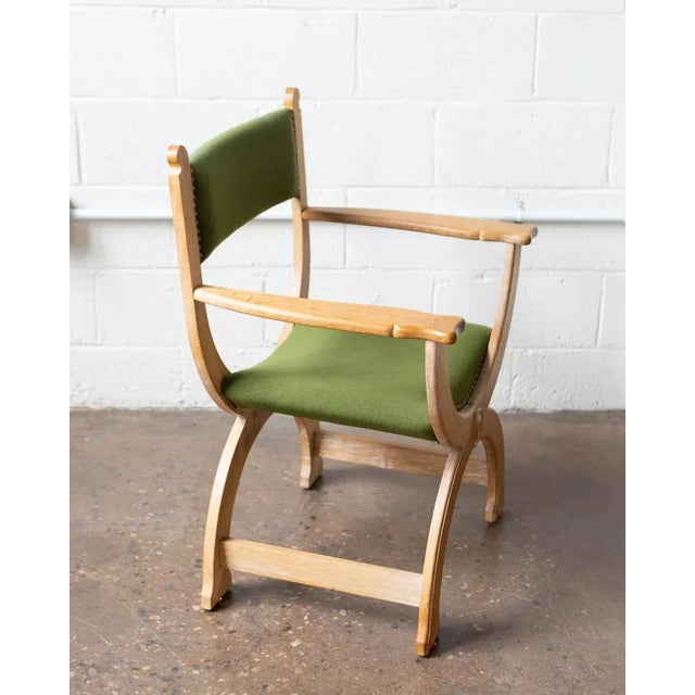 Henning Kjaernulf 1960s Danish Modern Oak Kurul Chair Attributed to Henning Kjaernulf For Sale - Image 4 of 12