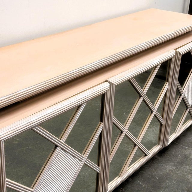 Gold Soft Pink Geometric Mirrored Sideboard from Roche Bobois, 1980s For Sale - Image 8 of 12