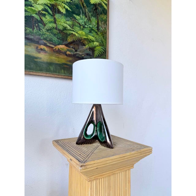 French Free-Form Triangular Ceramic Lamps, 1950s, Set of 2 For Sale - Image 9 of 18