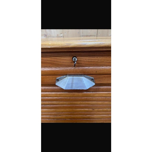 Vintage Sliding Tambour Door Filing Cabinet, 1950s For Sale - Image 3 of 9