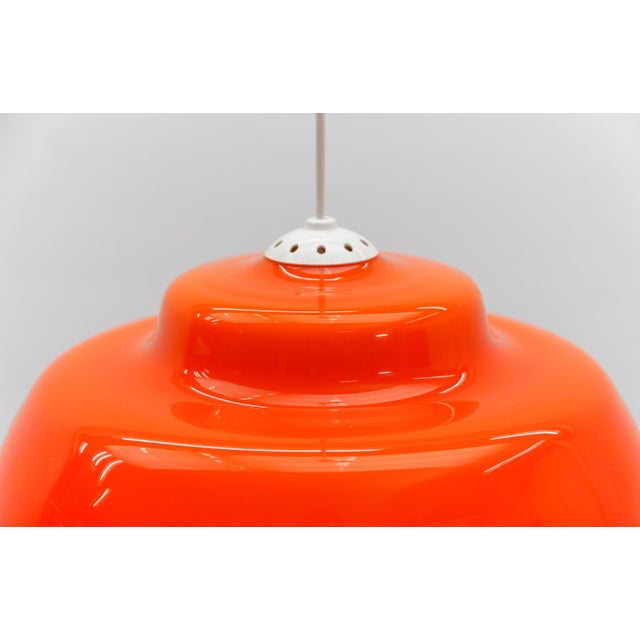 Metal Large Orange Glass Pendant Lamp from Peill & Putzler, 1960s For Sale - Image 7 of 12