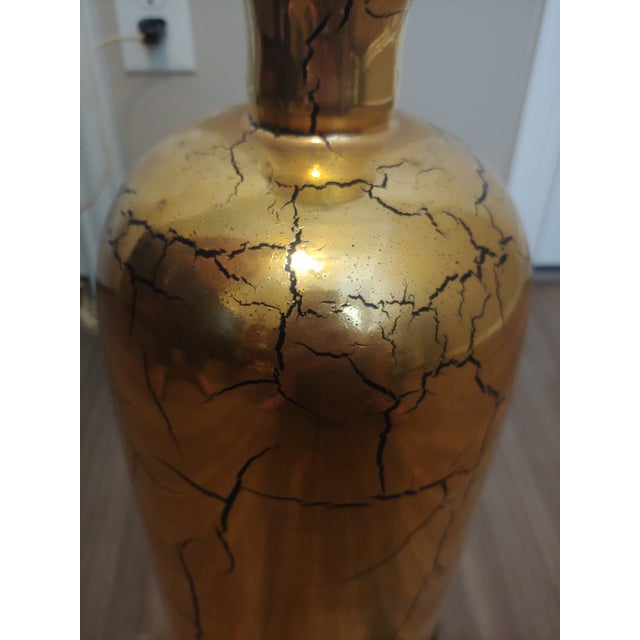 Mid-Century Modern Gold Ceramic Gourd Shaped Table Lamp ...
