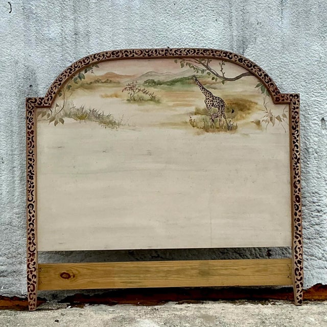 Transform your bedroom with the unique charm of this Vintage Boho Hand Painted Safari Full Headboard. Featuring intricate,...