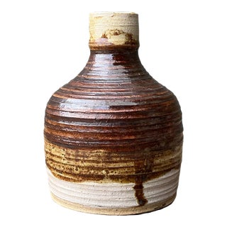 Vintage Original Striped Studio Pottery Vase For Sale
