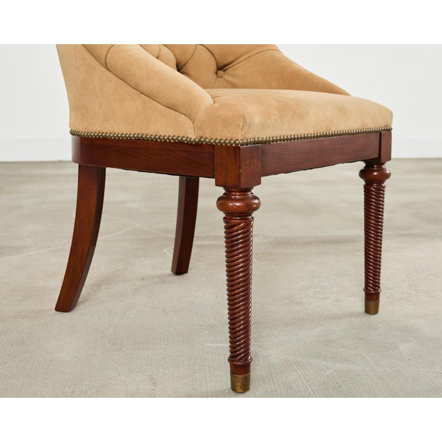 Ralph Lauren Regency Style Tufted Suede Mayfair Chair For Sale - Image 13 of 17