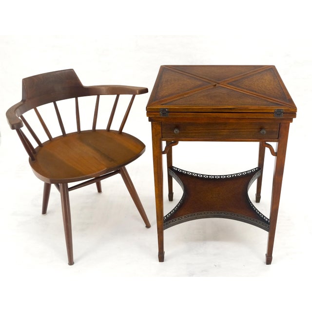 Theodore Alexander Theodore Alexander One Drawer Leather Top Folding Top Game Table MINT For Sale - Image 4 of 18