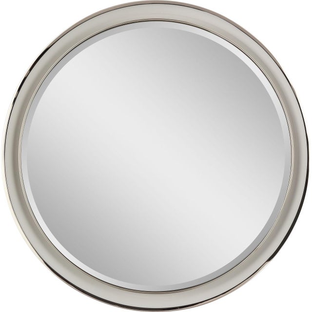 Thomas O'Brien for Visual Comfort Signature Tricia 24" Illuminated Round Mirror in Polished Nickel For Sale In Houston - Image 6 of 11