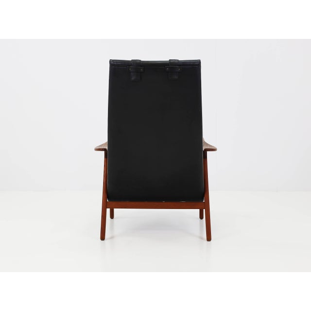 Wood Ruster Lounge Chair by Yngve Ekström in Black Leather, Sweden, 1956 For Sale - Image 7 of 13
