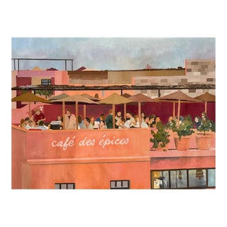 "Marrakesh I" by Javiera Da Fonseca Ilić, Marrakesh Morocco, Tropical Botanical Garden, Colorful Landscape, Large Original Oil Painting For Sale