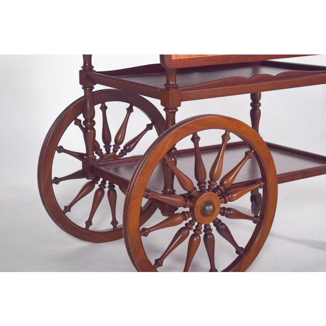 Mid-Century Mahogany Tea Trolley with Side Flaps, 1940s For Sale - Image 12 of 15