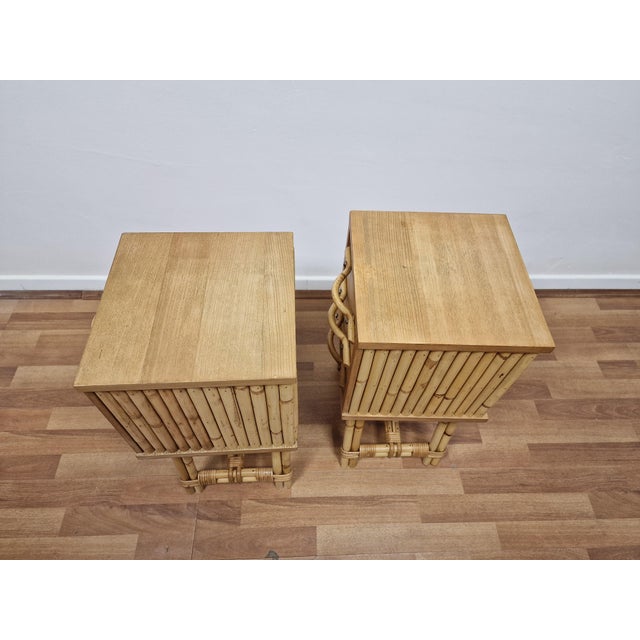 Vintage Bedside Tables in Bamboo and Oak, 1980s, Set of 2 For Sale - Image 10 of 16