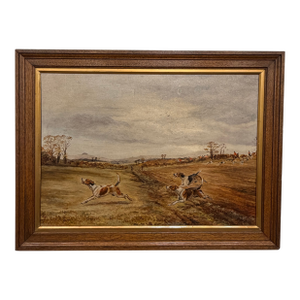 19th Century English Oil on Canvas Fox Hounds
