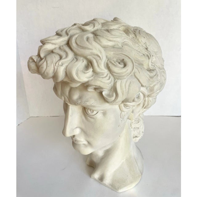 Renaissance Vintage Faux-Stone Portrait Bust of Michelangelo's David For Sale - Image 3 of 12