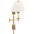 Chapman & Myers for Visual Comfort Signature Dorchester Double Backplate Swing Arm in Antique-Burnished Brass with Linen Shade For Sale