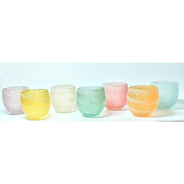 Pastel Mid-Century Spaghetti Lowball Glasses- Set of 6 For Sale - Image 12 of 12