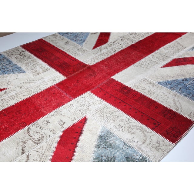 Mid 20th Century Contemporary Patchwork Rug With Bold Geometric Cross Design - 6' 6'' X 10' 2'' For Sale - Image 10 of 12