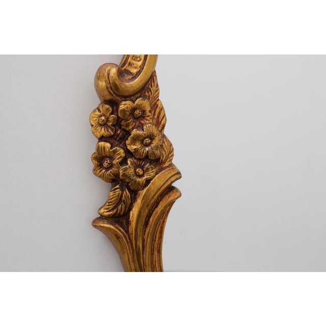 1950s Rococo Style Gilt Mirror with Floral Garlands, Italy, 1950s For Sale - Image 5 of 11