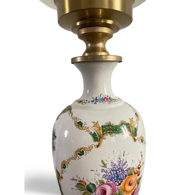English Porcelain and Brass Lamp, 1950s For Sale - Image 10 of 15