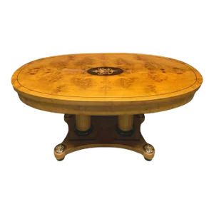 Large Sheraton-Style Double Pedestal Table With Inlaid Ornamentation