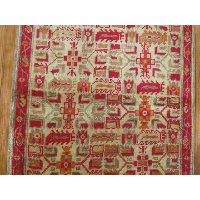 Vintage Zabihi Collection Ivory Field Red Accent Turkish Runner - 2'8" x 10'9" For Sale - Image 4 of 5