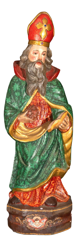 Peruvian Colonial Artist, Polychromed Sculpture of Saint Urban I, 1750, Wood