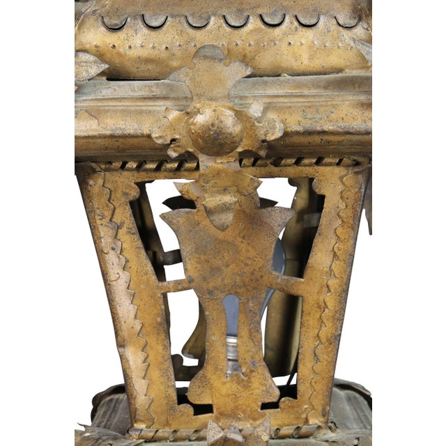 Copper Italian Tole Hanging Lanterns - a Pair For Sale - Image 8 of 11