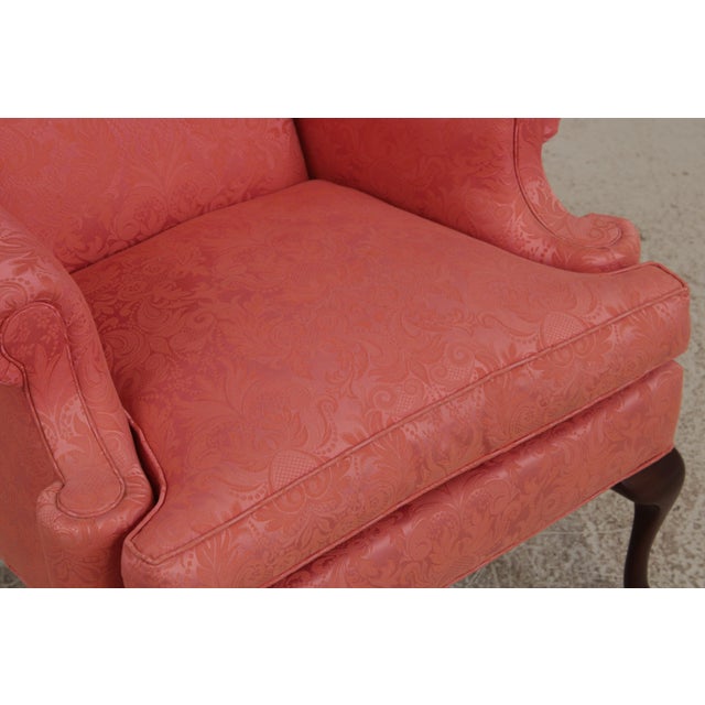 Hancock & Moore Damask Upholstered Wing Chair For Sale - Image 9 of 14