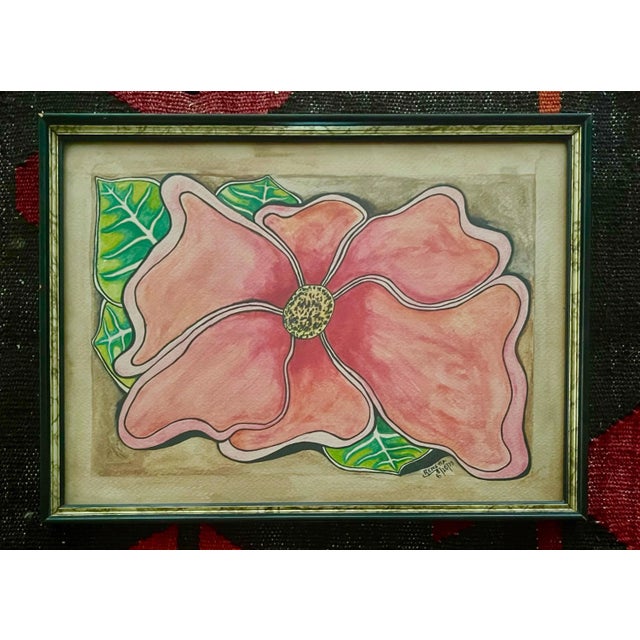 70s Watercolor Painting Floral Art For Sale - Image 10 of 10