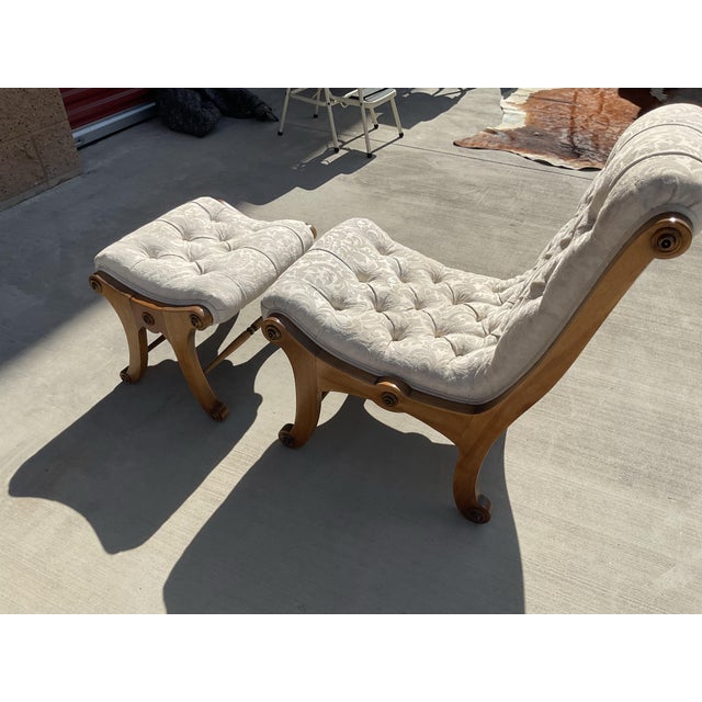 1950s Mid-Century Japanese Showa Era "Obi" Slipper Chair & Ottoman - 2 Piece Set For Sale - Image 5 of 15