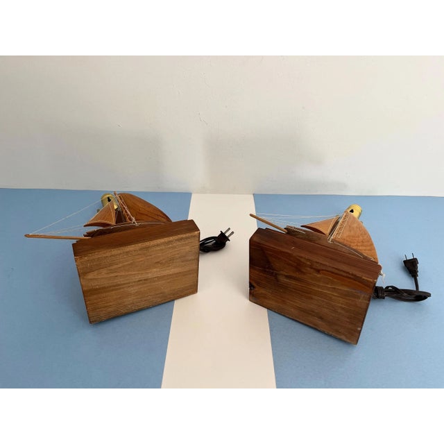 1960s Wood Sailboat Lamps, Pair For Sale - Image 18 of 18