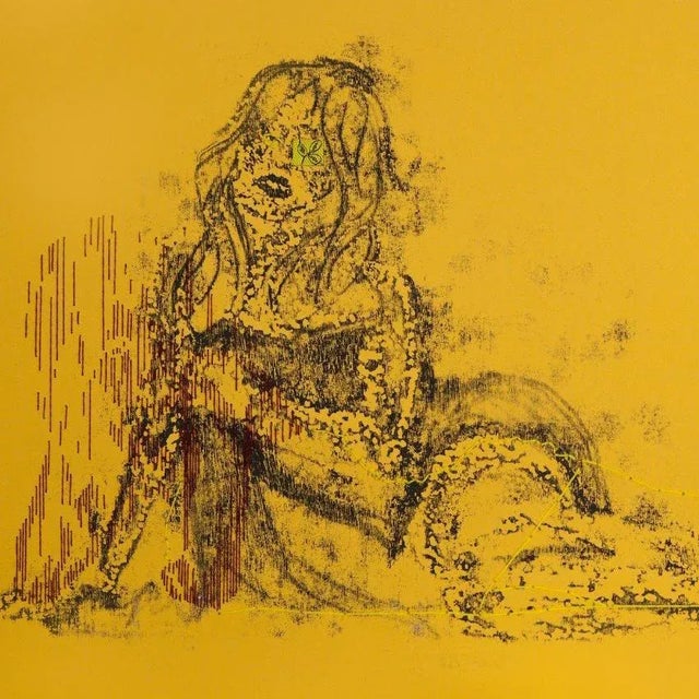 From the artist's 2017 Brigitte Bardot series Ink, lace + thread hand stitched on paper