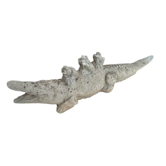 Contemporary Whimsical Vintage Cement 27” Alligator Garden Yard Figure For Sale - Image 3 of 10