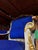 French 1980s Bright Blue Cushioned Accent Chair For Sale - Image 3 of 6
