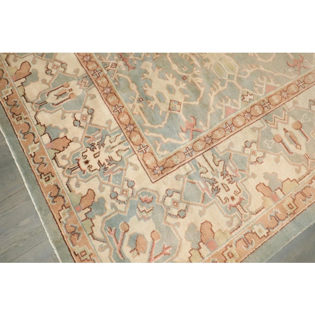 Orange Lotto Motif Anatolian Oushak Square Rug rug no.j4908 For Sale - Image 8 of 11