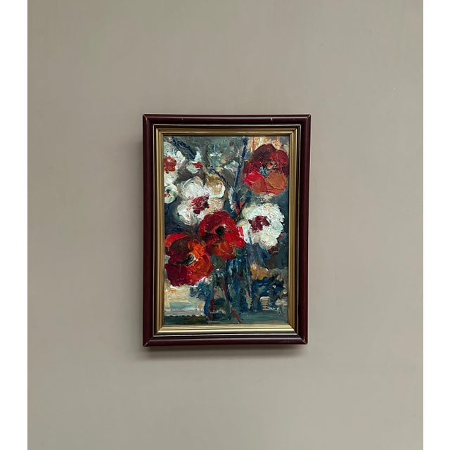 L. Stokes, Red Poppies and White Blossoms, 1960s, Oil Painting on Canvas, Framed For Sale - Image 7 of 18