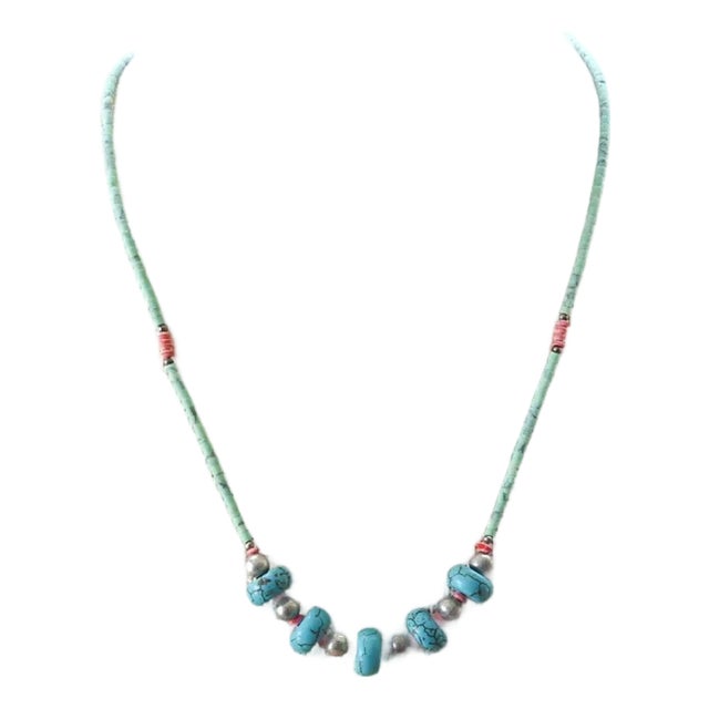 Dainty Turquoise Bead and Heishi Necklace For Sale