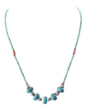 Dainty Turquoise Bead and Heishi Necklace