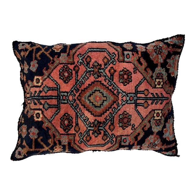 Pillow W/Antique Persian Rug Fragment, 1'5" X 1'9" For Sale