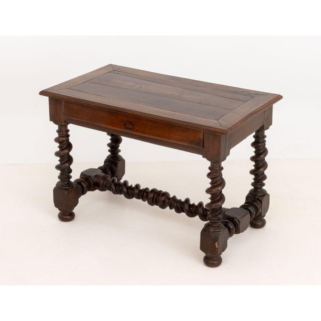 19th Century Louis XIII Rectangular Walnut Table With Single Drawer For Sale - Image 5 of 9