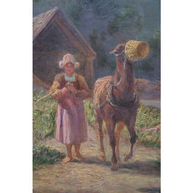Late 19th Century Antique Olaf Petersen Norwegian Horseback Landscape Oil Painting on Canvas For Sale - Image 5 of 11