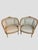 Painted Frame 3 part back. Upholstered in a beautiful green and cream stripe fabric front and seat. Embroidered floral...