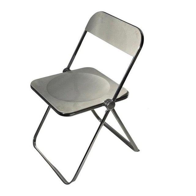 Plia Acrylic Folding Chair with White Seat & Chrome Frame by Giancarlo Piretti for Castelli For Sale - Image 10 of 10