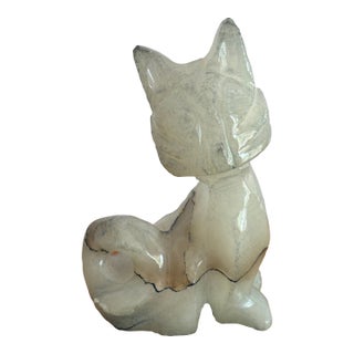 Vintage Carved Onyx Fox Figurine For Sale