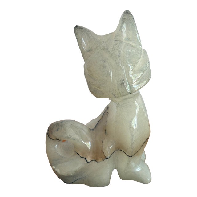 Vintage Carved Onyx Fox Figurine For Sale