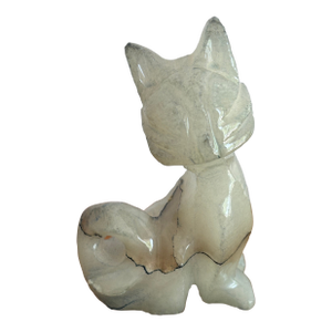 Vintage Carved Onyx Fox Figurine